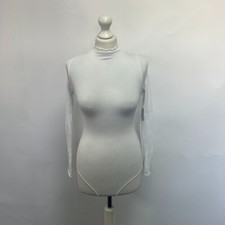 Free People Intimately Textured High Neck Bodysuit. White/Ivory. XS/Small.