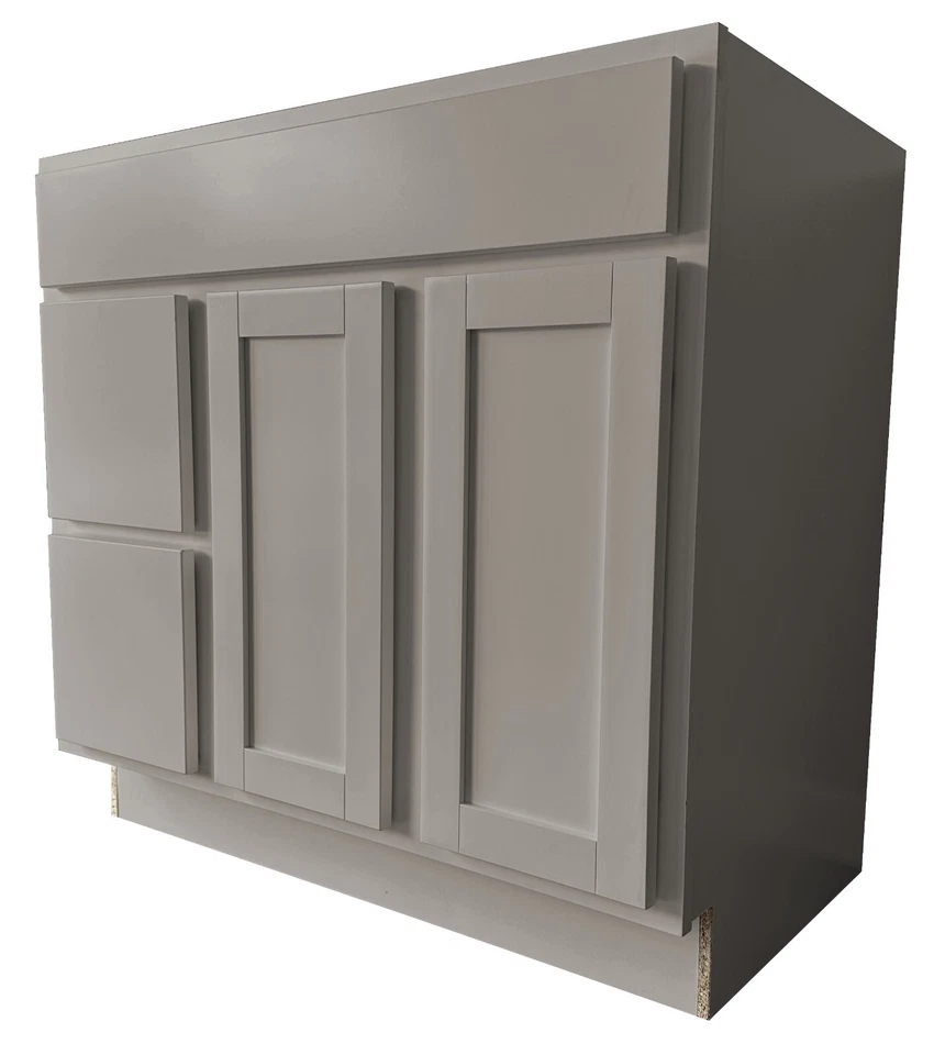 [NEW] White or Grey Vanity Drawer Sink Base RTA Cabinet w/ 2 Doors, 2 Drawers - Image 3 of 4