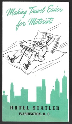 Hotel Statler Washington DC Motorists Travel Guide Brochure Map 1940s