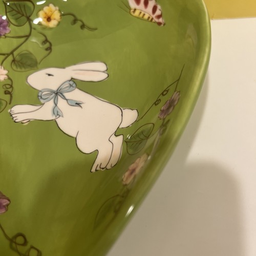 Gates Ware Dish Bunny/Rabbit Green Heart Shape Candy Trinket Dish - Picture 4 of 12