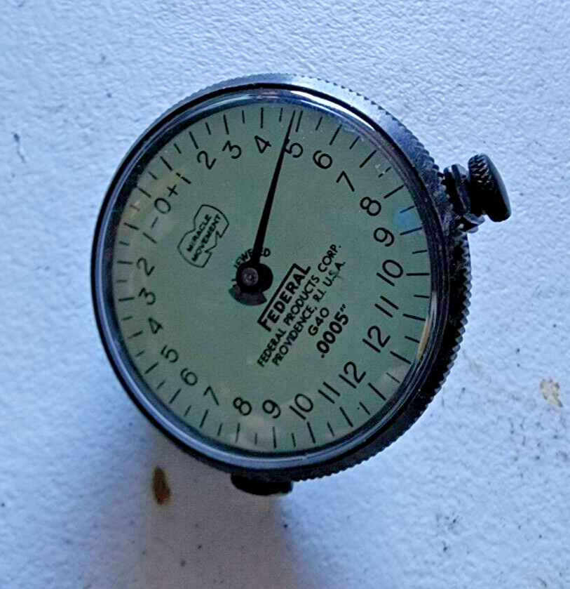 Vintage Federal G4O Full Jeweled Dial Indicator Gage 0.0005