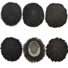 Afro Curly Toupee Hairpiece for Men Lace Front African American Hair System Wig