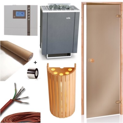 Sauna Bausatz Saunaofen EOS Filius Econ D1 Saunatür Sauna Alufolie Saunaleuchte