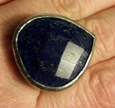 Fine Sterling Silver Faceted Lapis Lazuli Ring Size 6.75 signed CAA 925