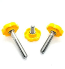 3/8-24 Thumb Screws Fine Thread Yellow Round Clamping Knob Hex Head Pack of 4