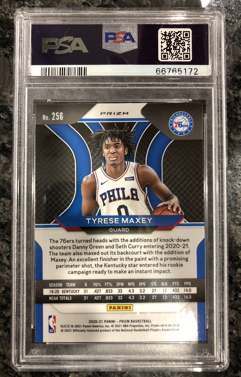 Tyrese Maxey 2020-21 Panini Prizm Purple Wave Rookie #256 PSA 9