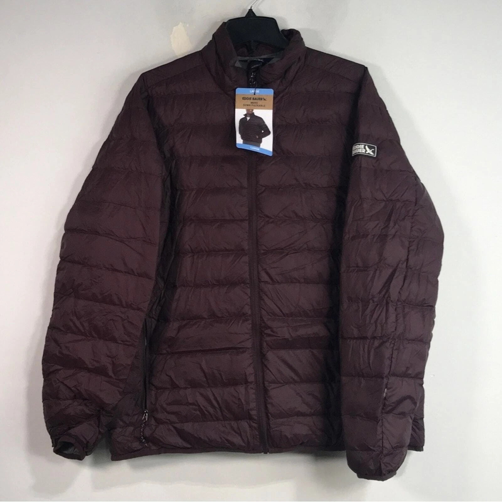 Eddie Bauer Down Packable Zip Down Jacket, Men's Size L - Fudge