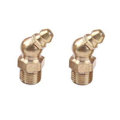 Pair Pipe Grease Fitting 1/16'' BSP BSPP Zerk Nipple 45 Degree Elbow Brass P-@PQ