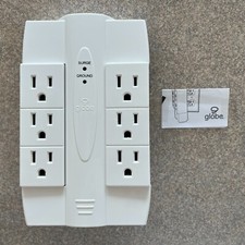 Globe Electric 7791301 6-Outlet Swivel Space Saving 2 USB Ports -Surge Protector