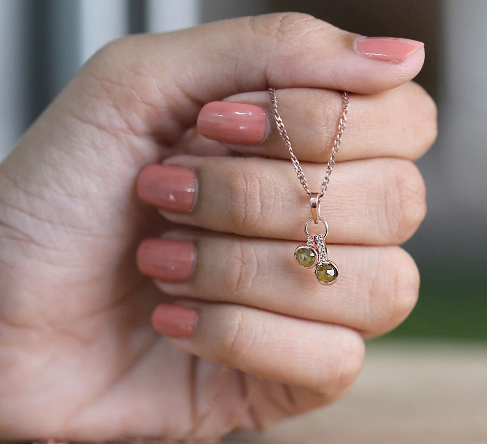 Colgante redondo color amarillo 14K sólido rosa blanco amarillo colgante KDK1203 Foto 3 de 4