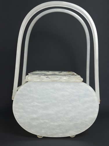 Borsetta scatola botte lucite stile intagliato vintage perla marmorizzata metà secolo LEGGI TUTTO - Foto 5 di 24