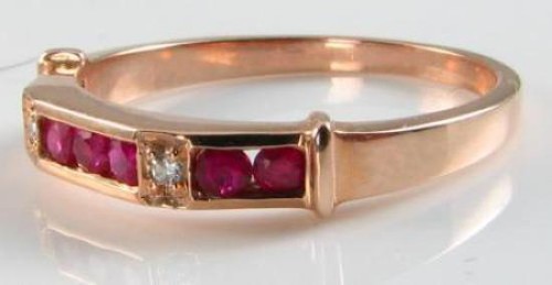 LUSH 9CT 9K ROSE GOLD RUBY DIAMOND ETERNITY BAND ART DECO INS RING FREE RESIZE - Picture 4 of 5