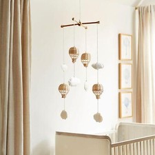 Baby Mobile for Crib Decorative Rattan Hot Air Balloon Pendant for Girls Boys