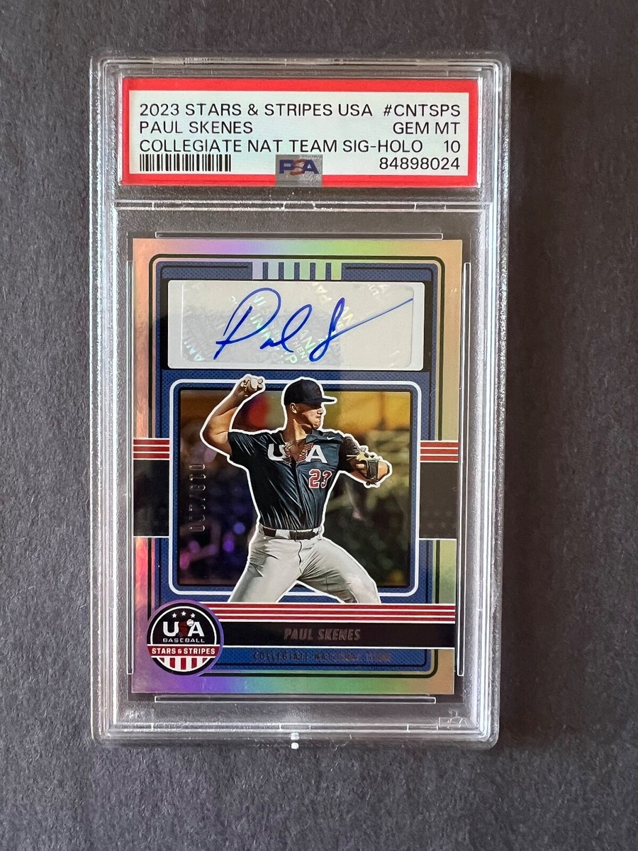 2023 Paul Skenes Auto Stars and Stripes USA Hologram PSA 10 2023 Paul Skenes Auto Stars and Stripes USA Hologram PSA 10