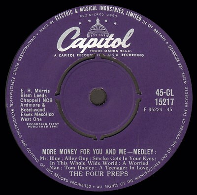The Four Preps - More Money For You And Me - Medley (7'', Single)