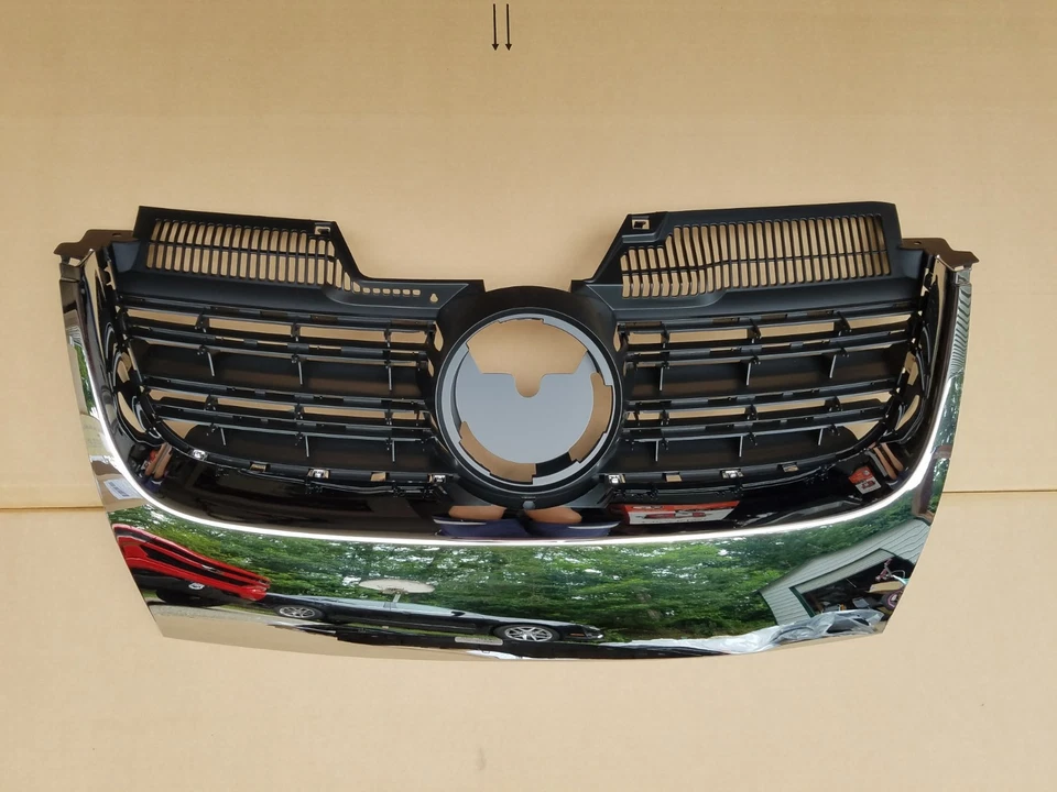 2 件套 2005 - 2010 JETTA 前保险杠上格栅带镀铬成型装饰新一对 — 第 2/2 张图片