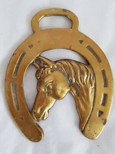 Old Horse brass horseshoe with horses head