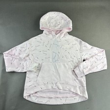 Nike Jacket XL Pink Girl Hoodie Swoosh All Over Print Long Sleeve Stained Used