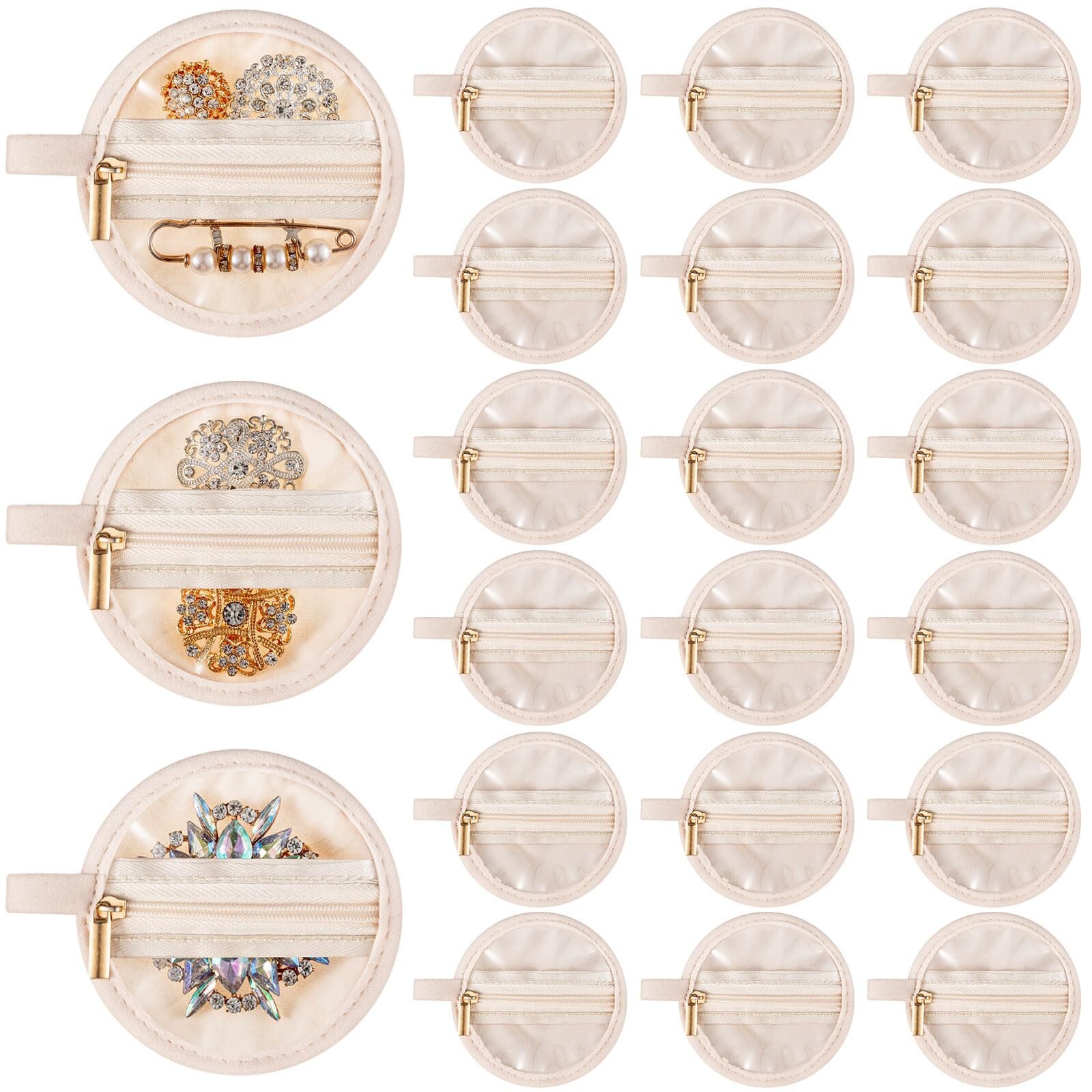 Uiifan 24 Pcs Travel Jewelry Organizer 3.74 Inch Flannel Pouch Portable Storage Case