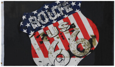 3x5 Route 66 USA Flag With Shield Black 3'x5' Polyester Flag Banner R7278 (RAM)