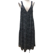 Joie Bondi Silk Tiered Midi Dress Womens Small Caviar Black Beach Luxury Flowy