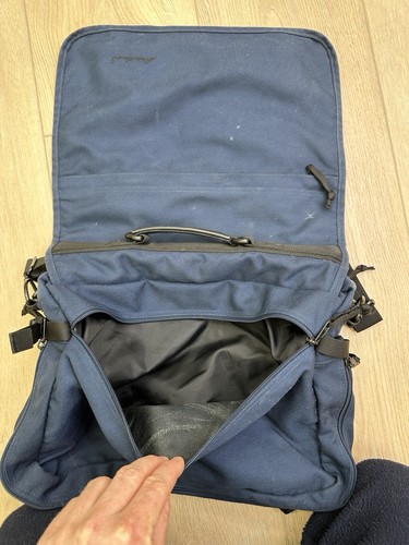 Vintage Eddie Bauer Crossbody Messenger Bag Expandable Laptop Briefcase - Navy - Picture 3 of 16
