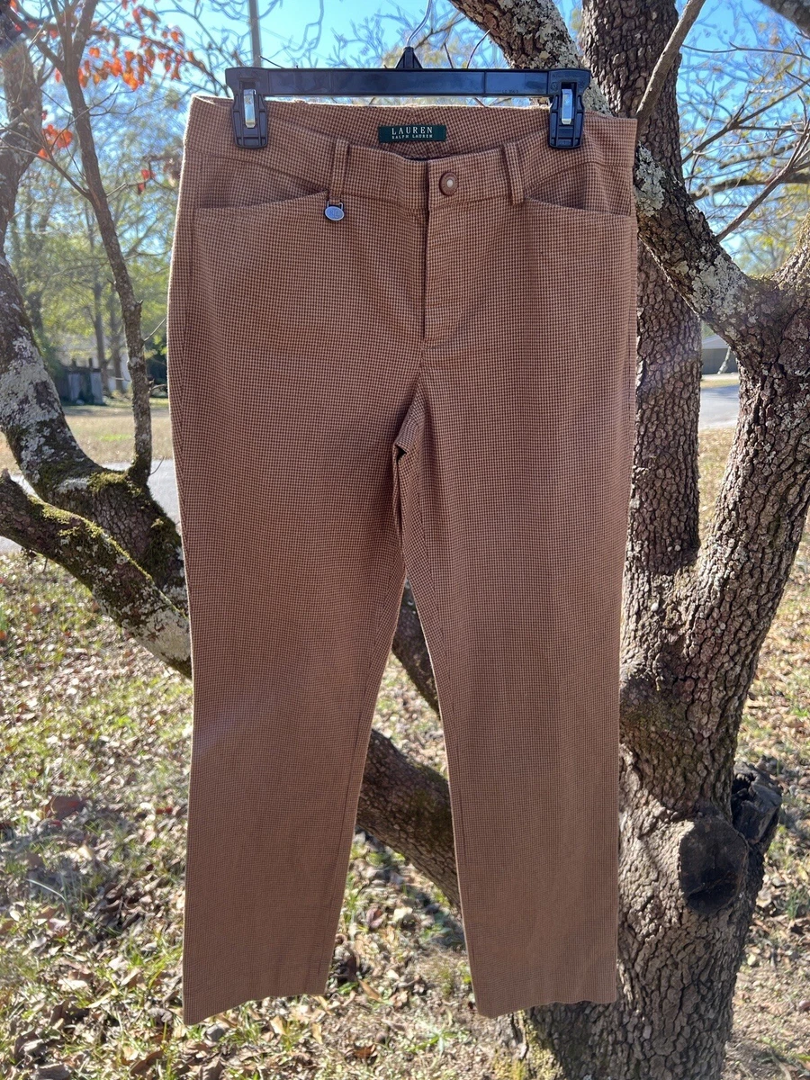 ralph lauren vintage houndstooth dress pants brown womens size 6 RLL Trousers