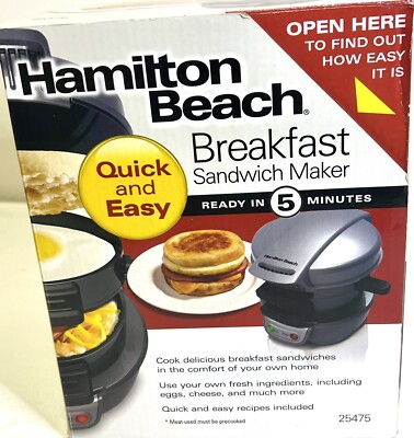 Hamilton Breakfast Sandwich Maker - Ready In 5 Mins ~ Open Box ( NEW )