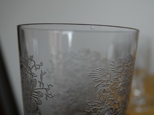 VAL SAINT LAMBERT 4 VERRES A VIN ROUGE CRISTAL GRAVURE FLORALE ht 12 cm - Picture 6 of 9