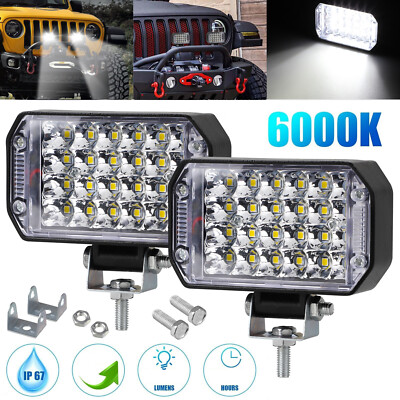 2Pcs 4'' 800w LED Work Light Bar Spot Flood Pods Fog Lamp Offroad Driving SUV ATV