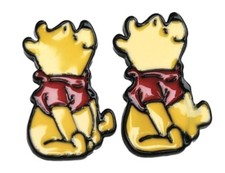 Winnie The Pooh Sitting Enamel Filled Metal Stud Earrings