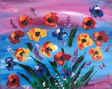 FLOWERS   PAINTING  Abstract Modern CANVAS Original Oil  78grgOuT7O