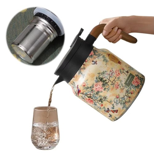 1000ml Vintage Floral Pattern Tea Thermos, New Doresty Thermos Tea Pot UK - Picture 3 of 16