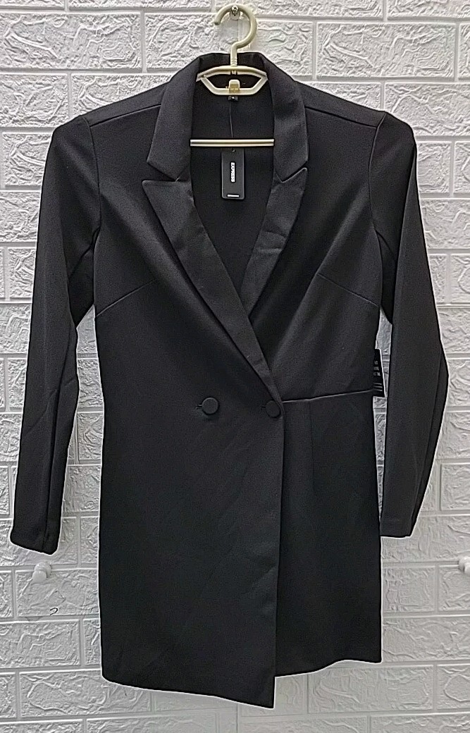 New Express Double Breasted Padded Shoulder Blazer Romper
