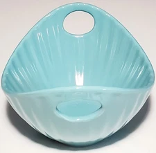 Turquoise Porcelain Ribbed Serving Bowl 10-Strawberry Street Cut-out Handles 8x5