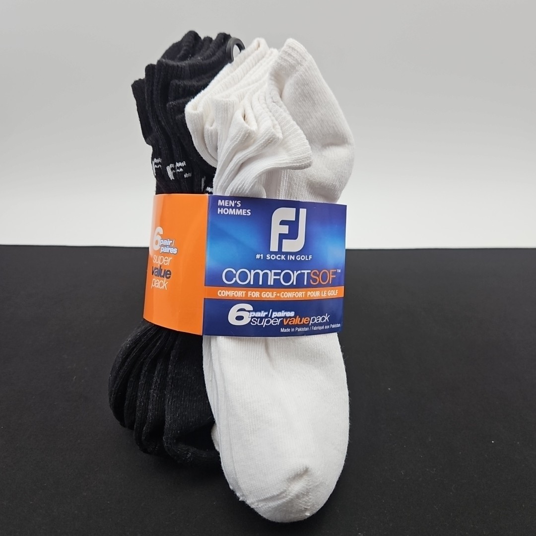 16492 FootJoy Men's ComfortSof Socks 6 Pair Super Value Pack 16492 Shoe Size 7-12