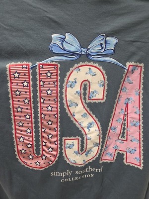 Simply Southern SMALL Short Sleeve ''USA'' BLUE  NEW W Tags closeout design 