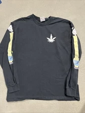 Porous Walker Weed Black Bong Long Sleeve Pocket Graphic T-Shirt Sz Large