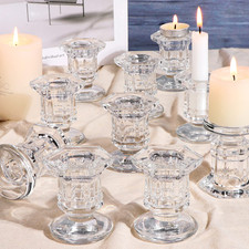 Lanttu 12 Pcs Clear Candlestick Holders Bulk Glass Candle Holders Set Clear