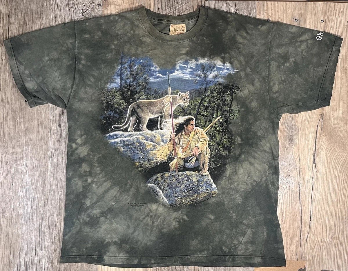 T-Shirt The Mountain - Design Lion Des Montagnes, Tie Dye Noir/Vert - Taille L Homme - Neuf Sans étiquettes