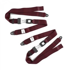 Early Cars 1941 - 1948 Standard 2pt Burgandy Lap Bucket Seat Belt Kit - 2 Belts 
