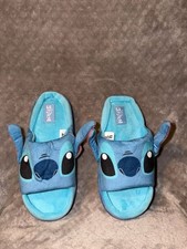 Disney Stitch Plush Slide Slippers with 3D Ears Blue