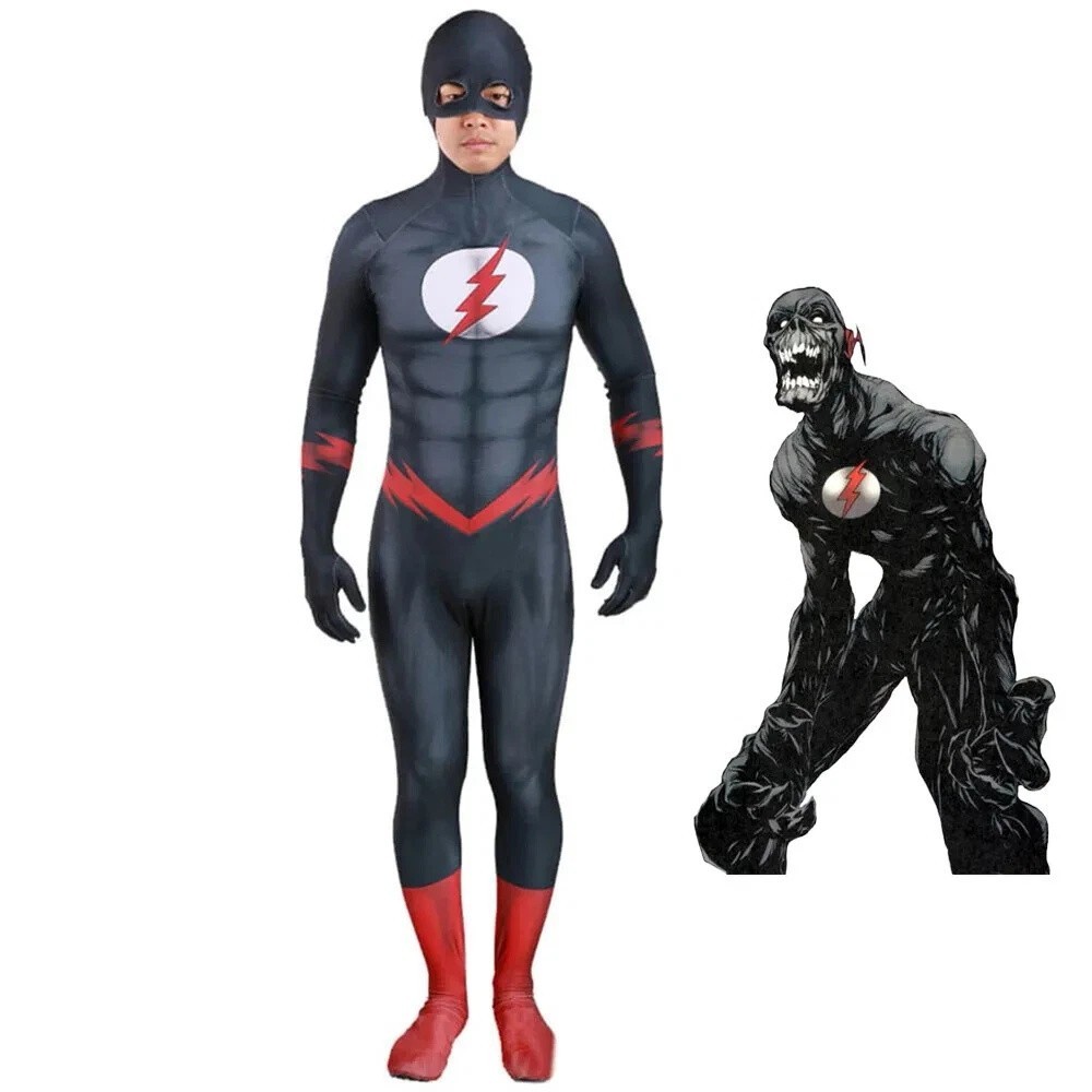 Disfraz Negro Flash Juegos con disfraces Mono Body para niños Adultos Hombres Trajes Traje