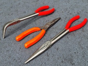 Snap On Long 490ACP 90, 911BCP Straight & 96ACF 8" ORANGE Needle Nose Plier Set