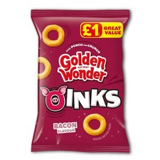 Golden Wonder Awesome Oinks Bacon Flavour Snacks 46g X 18 Bag - New Sharing Bags