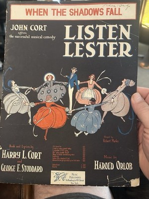 M 1918 9x12 LISTEN LESTER Revue Musical Sheet Music  Shadows Fall 