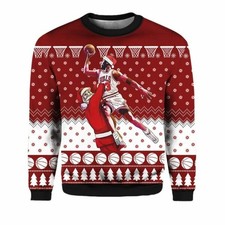 Michael Jordan Santa Playing Basketball Ugly Sweater