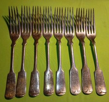 Set of 8, Silver Forks, Holmes Edwards 51 Very Fine Silverplate H E S Co