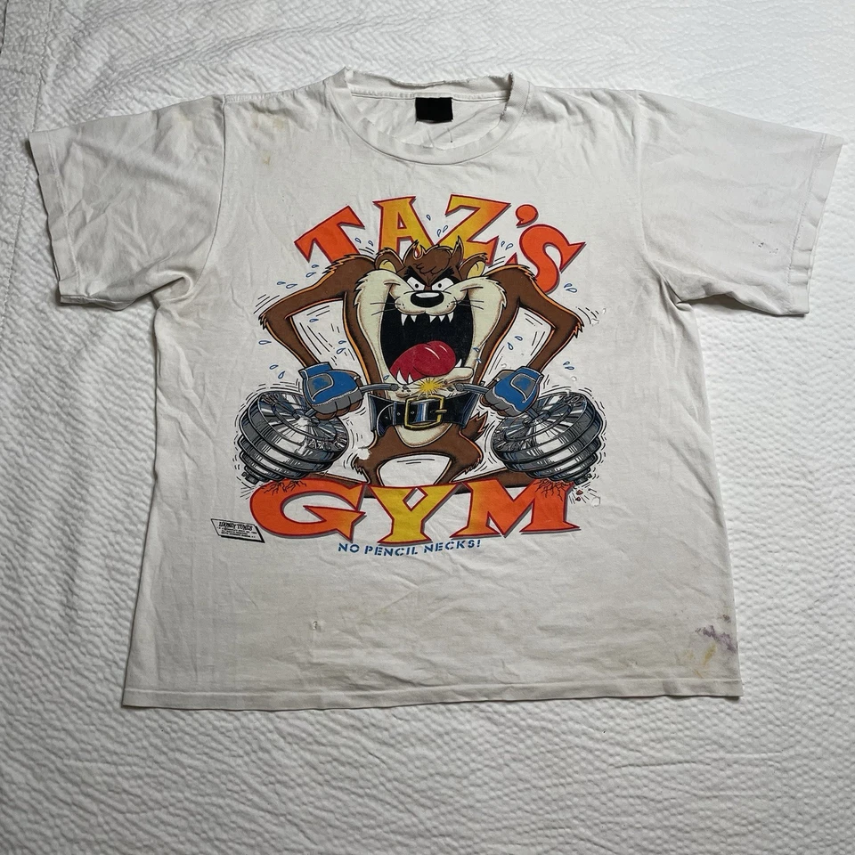 Camiseta 1988 Vintage Looney Tunes TAZ GYM Ponto Único Tamanho XL Tazmanian - Imagem 2 de 4