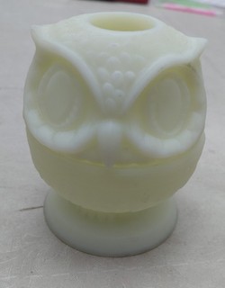 Fenton Satin Custard Owl Fairy Lamp Uranium Glass